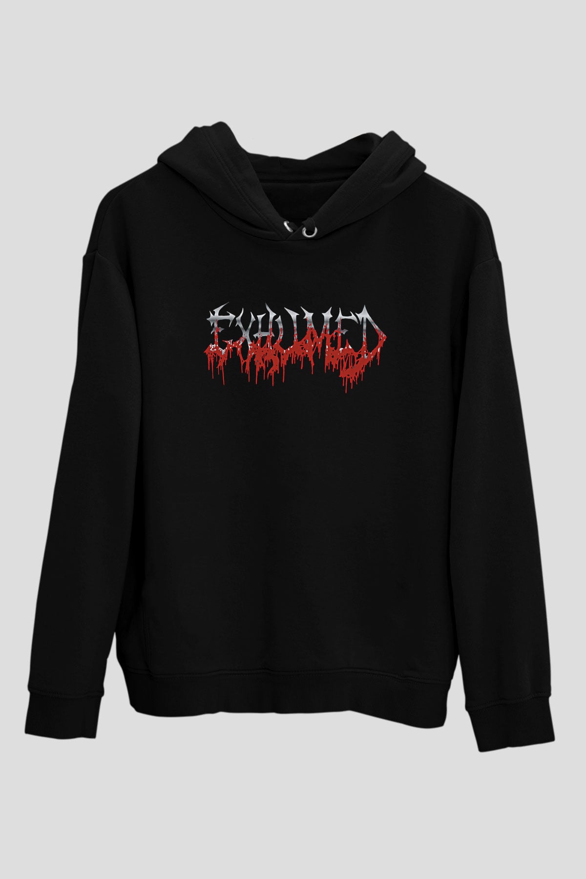 Exhumed Baskılı Unisex Siyah Kapüşonlu Sweatshirt