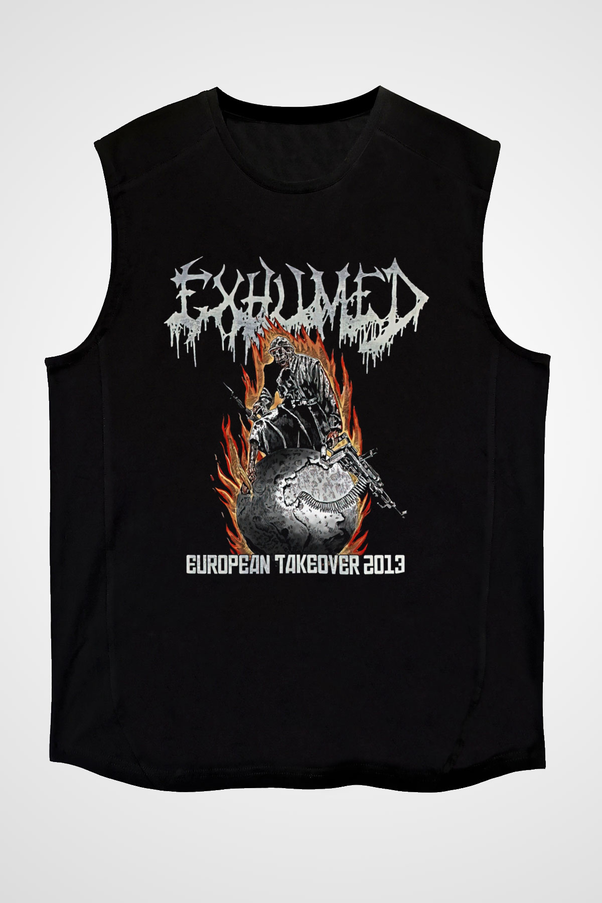 Exhumed Baskılı Unisex Siyah Kolsuz Tişört - Tshirt