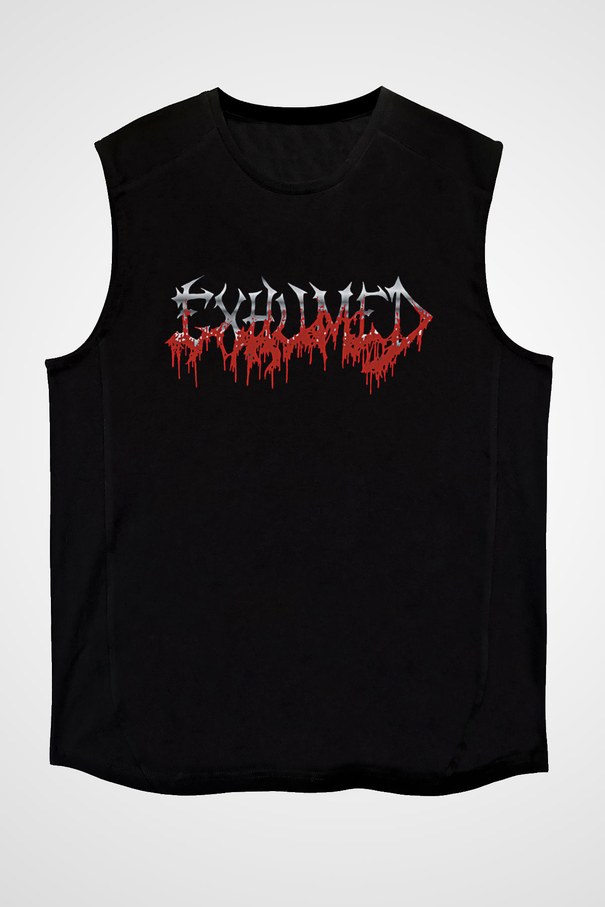 Exhumed Baskılı Unisex Siyah Kolsuz Tişört - Tshirt
