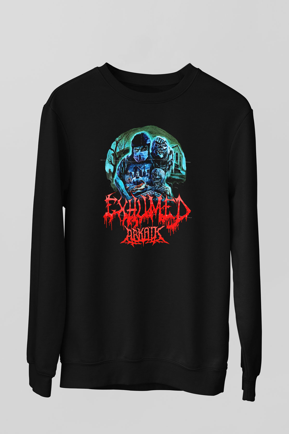 Exhumed Baskılı Unisex Siyah Sweatshirt