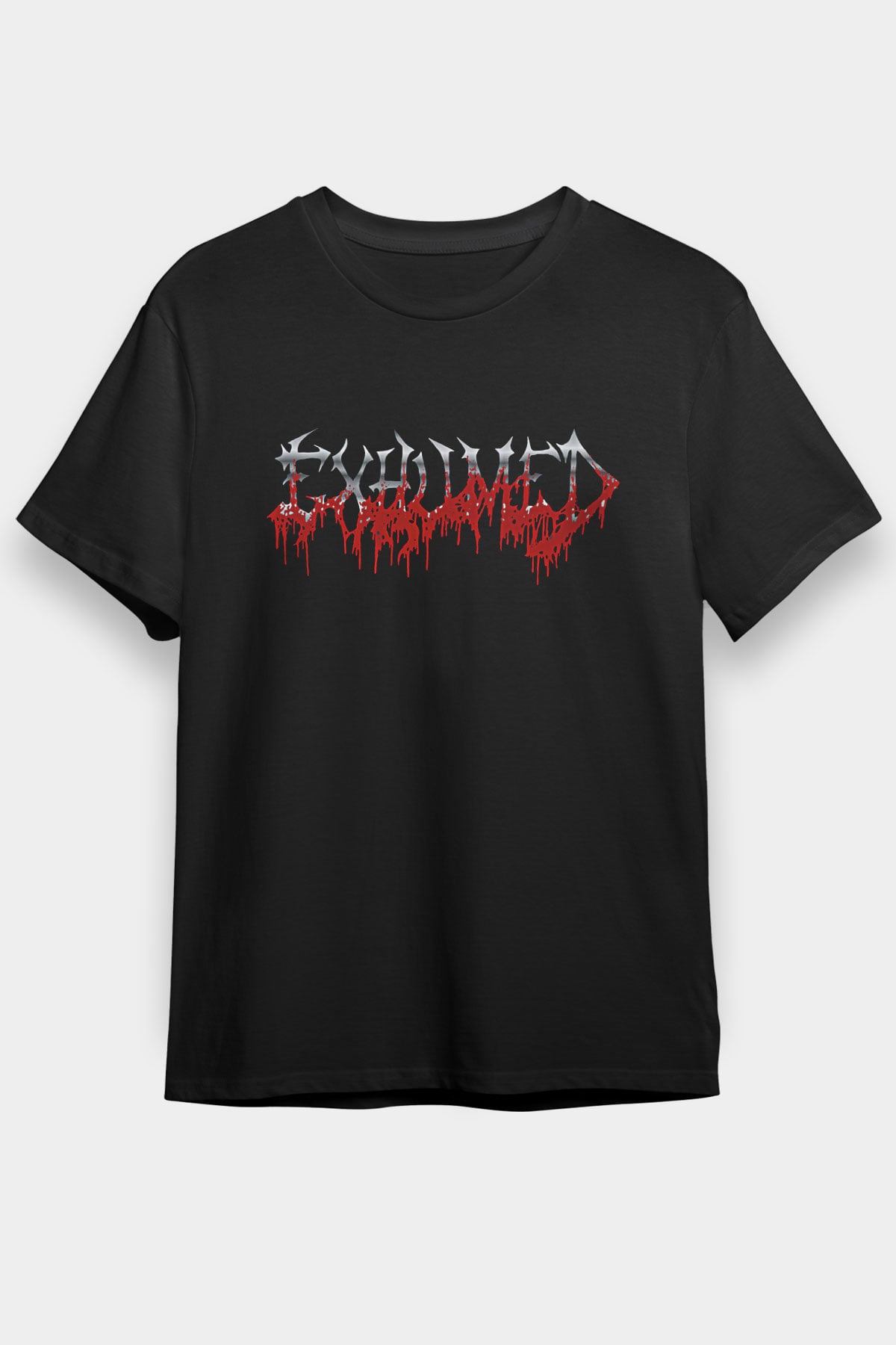 Exhumed Baskılı Unisex Siyah Tişört - Tshirt