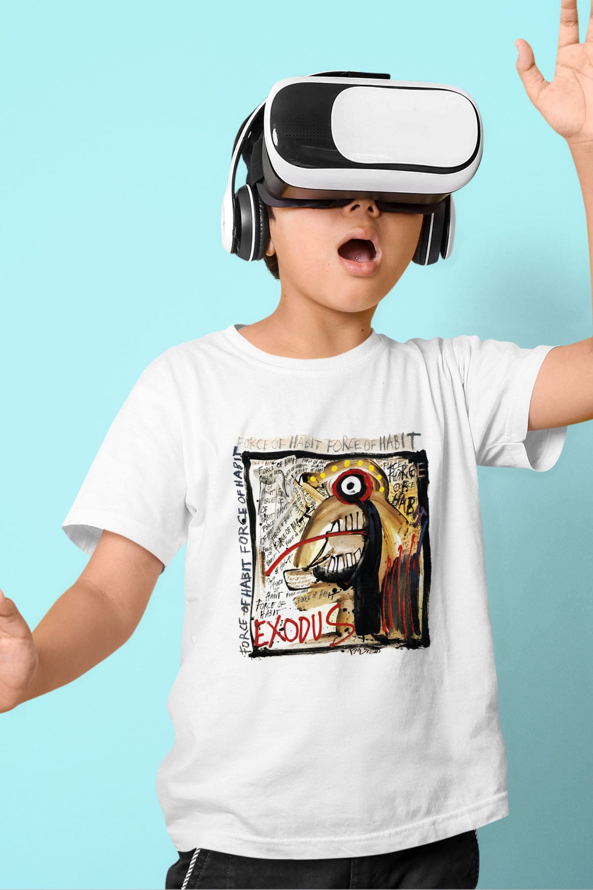 Exodus Baskılı Beyaz Unisex Çocuk Tişört