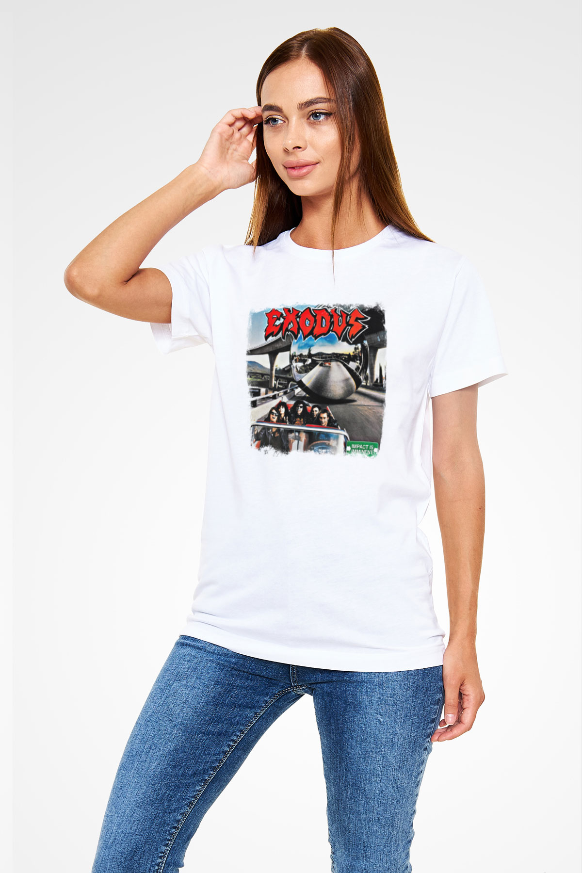 Exodus Baskılı Unisex Beyaz Tişört