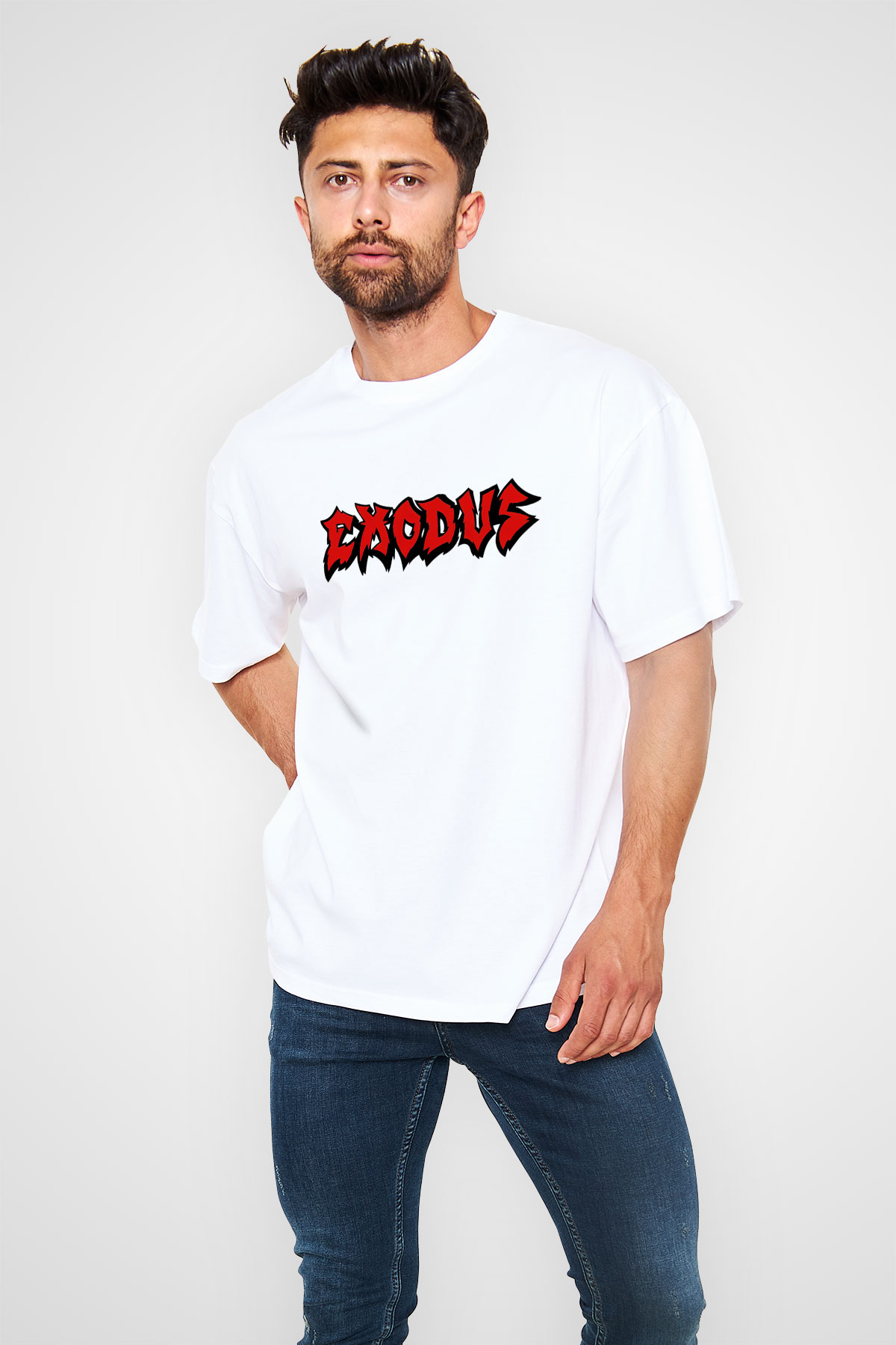 Exodus Beyaz Unisex Oversize Tişört T-Shirt