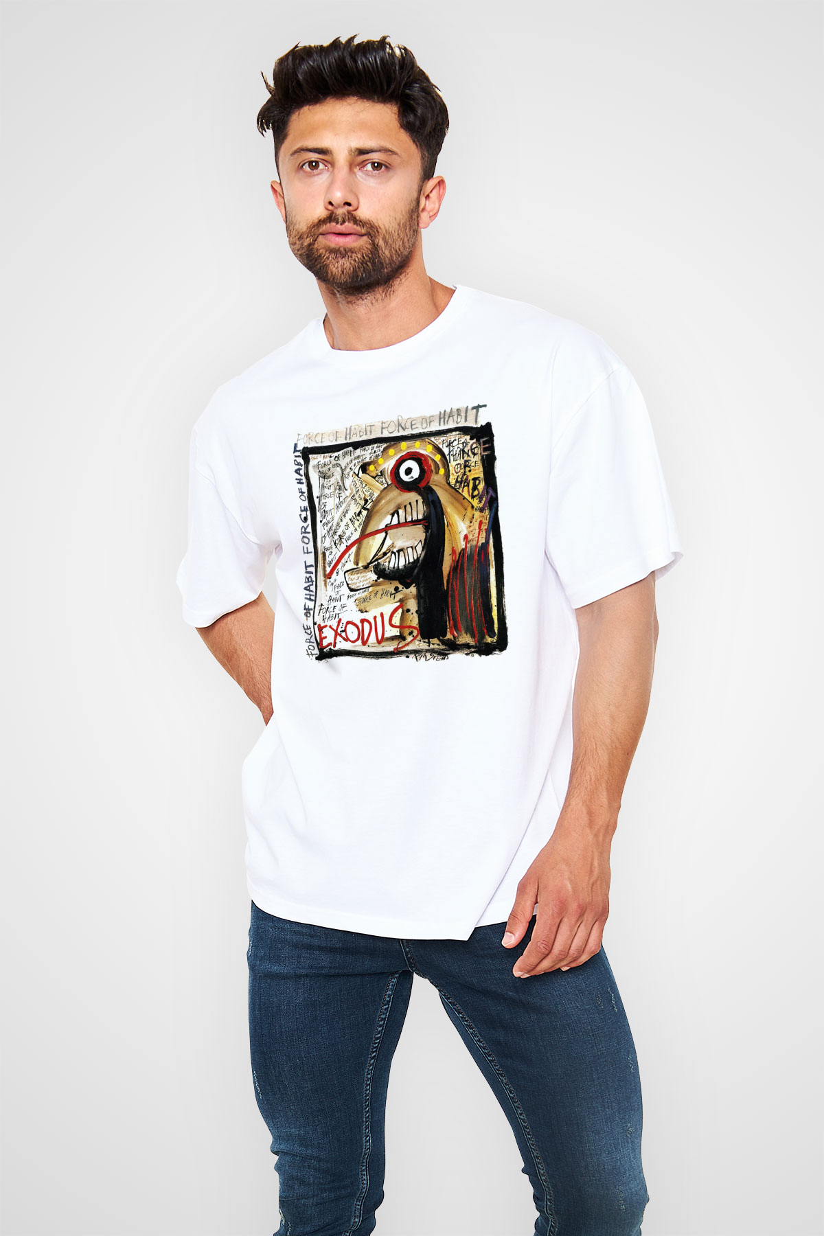 Exodus Beyaz Unisex Oversize Tişört T-Shirt