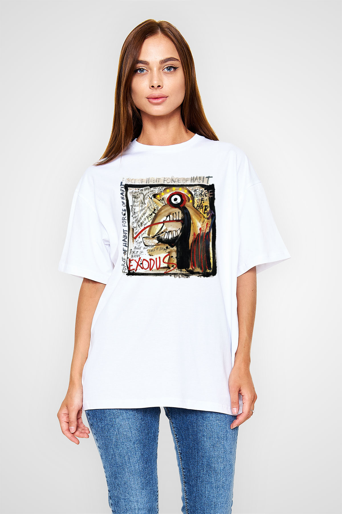 Exodus Beyaz Unisex Oversize Tişört T-Shirt