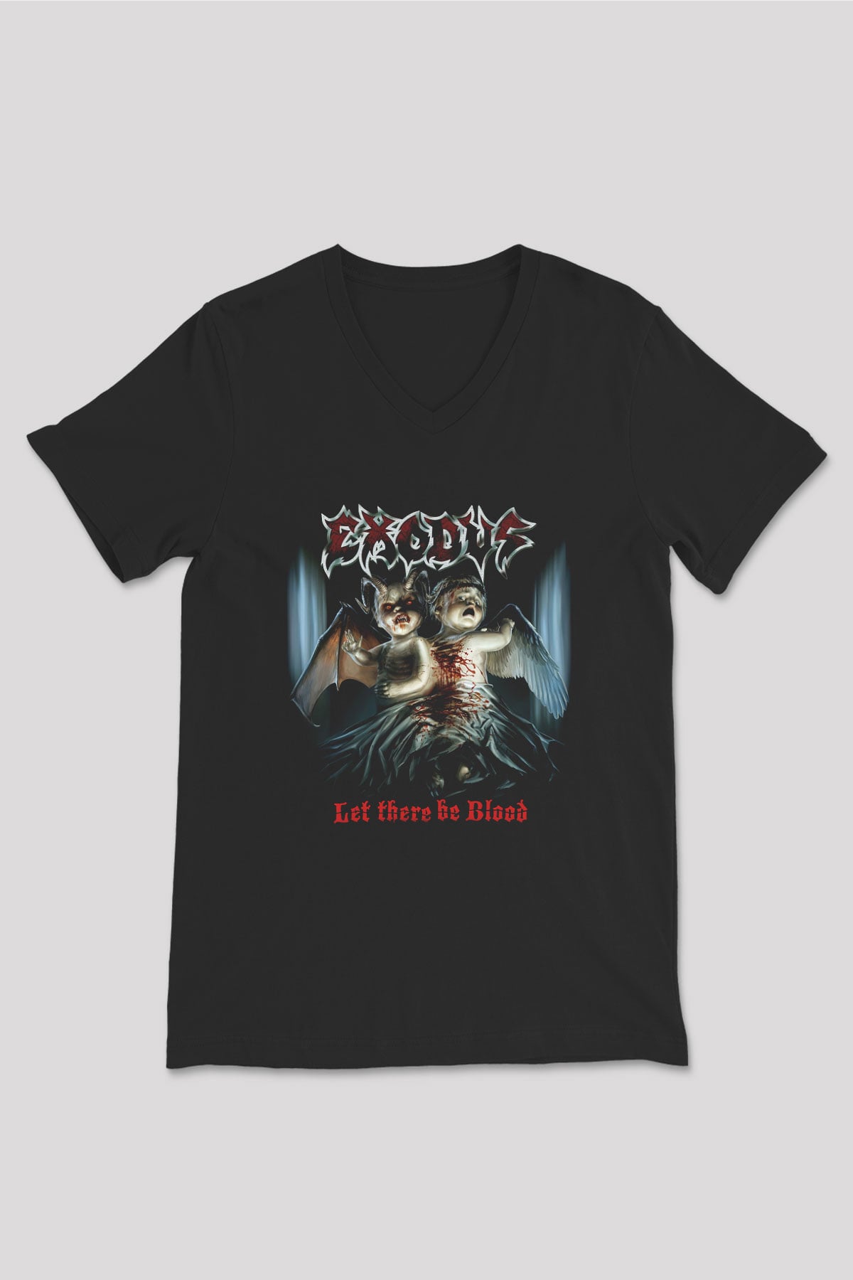 Exodus Siyah Unisex V Yaka Tişört T-Shirt