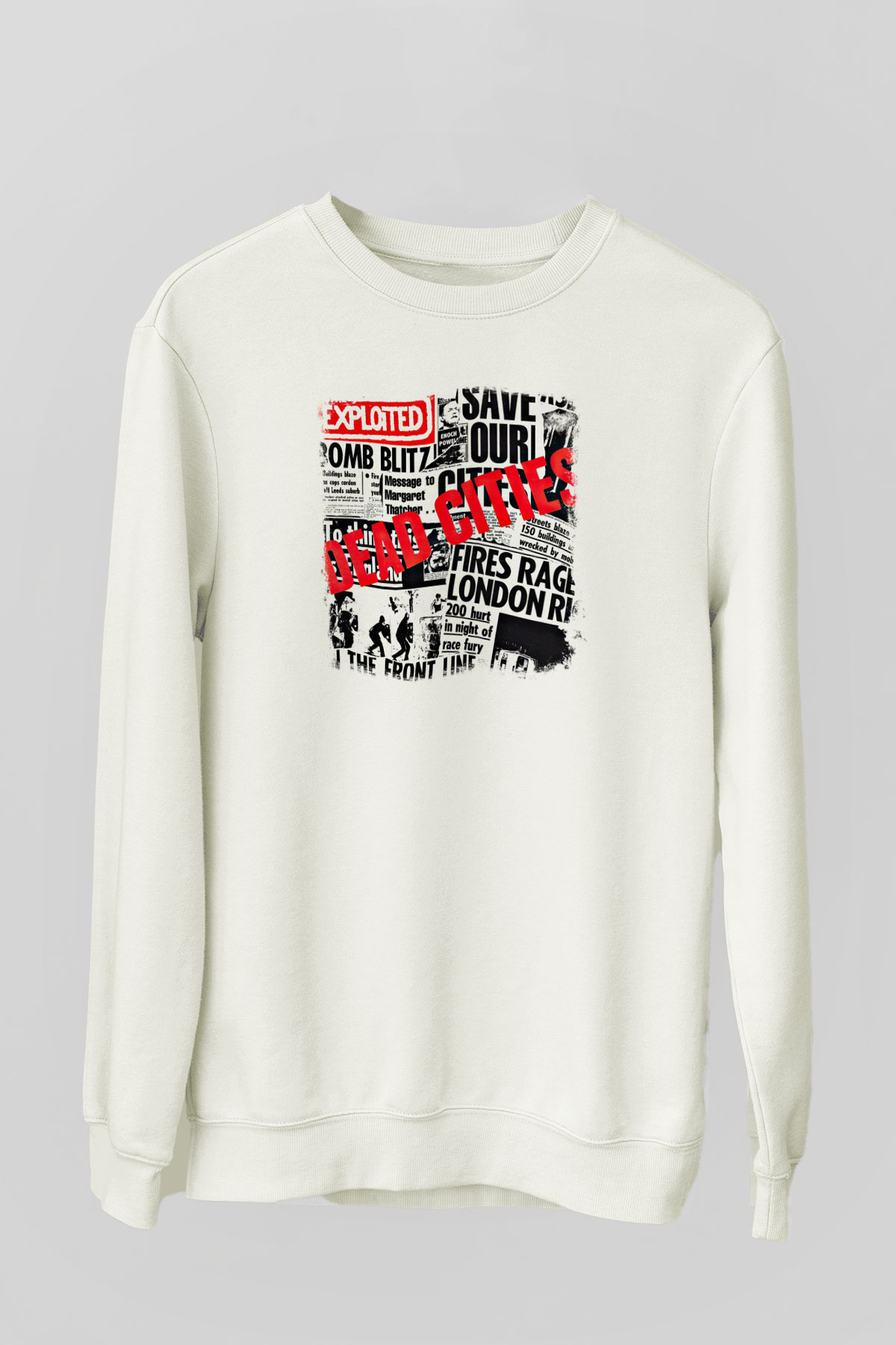 Exploited Baskılı Unisex Beyaz Sweatshirt