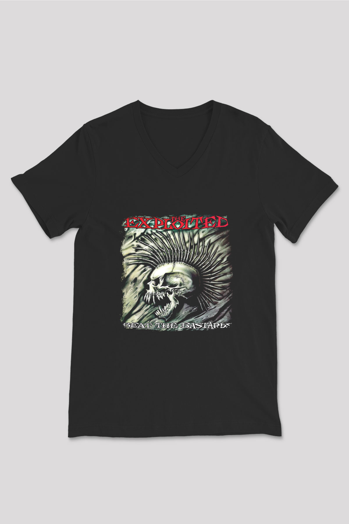 Exploited Baskılı Unisex Siyah V Yaka Tişört