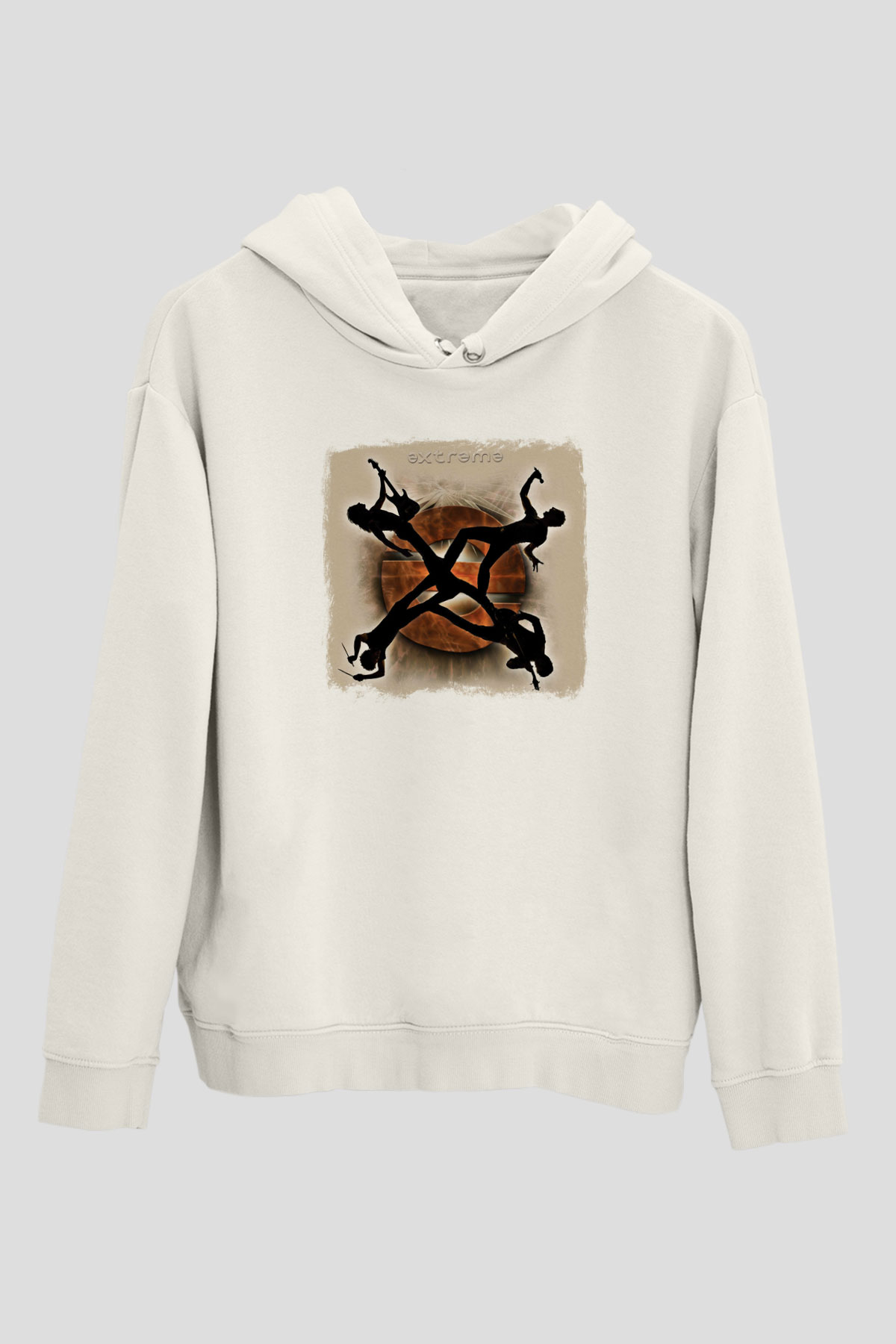 Extreme Baskılı Unisex Beyaz Hoodie