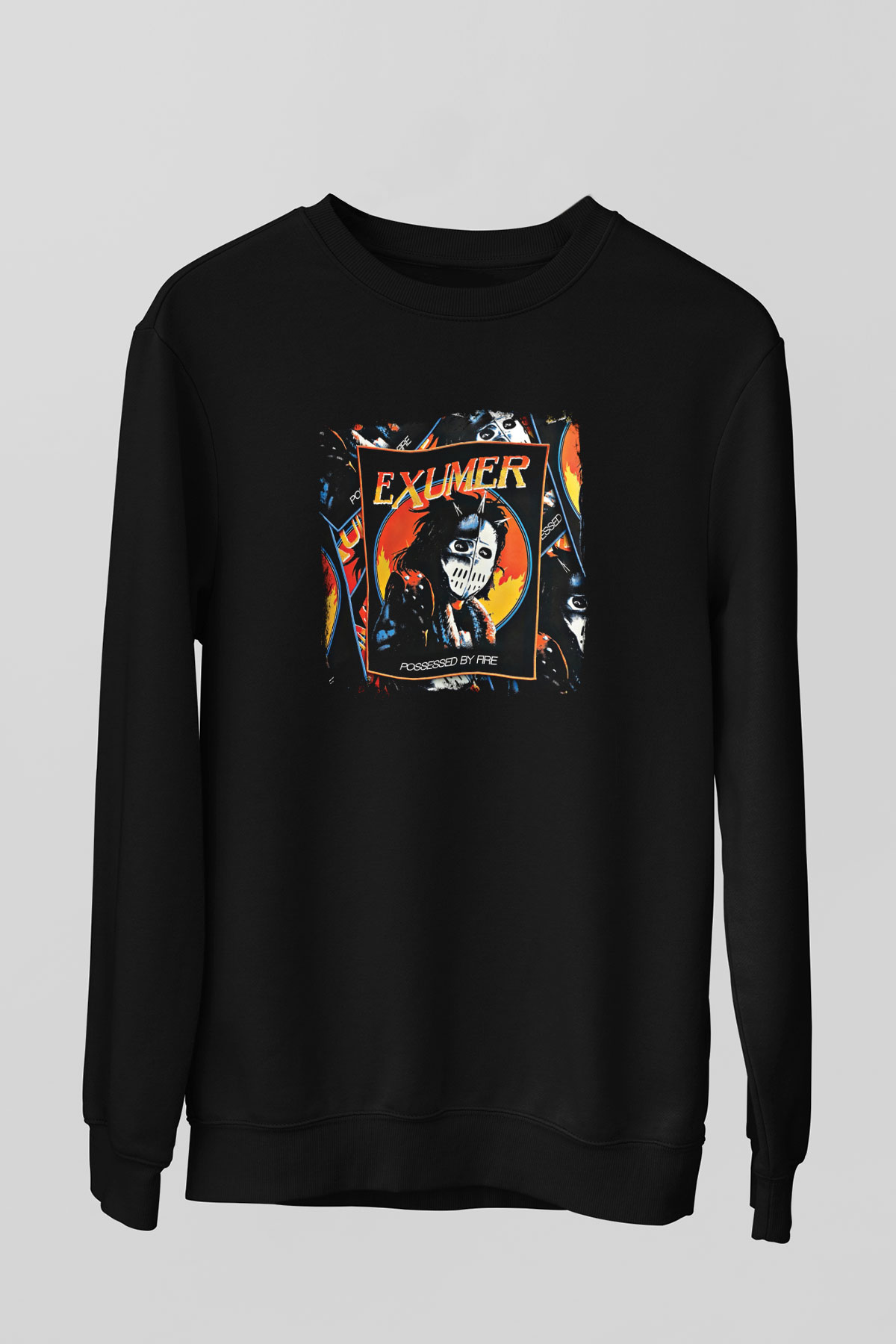 Exumer Baskılı Unisex Siyah Sweatshirt