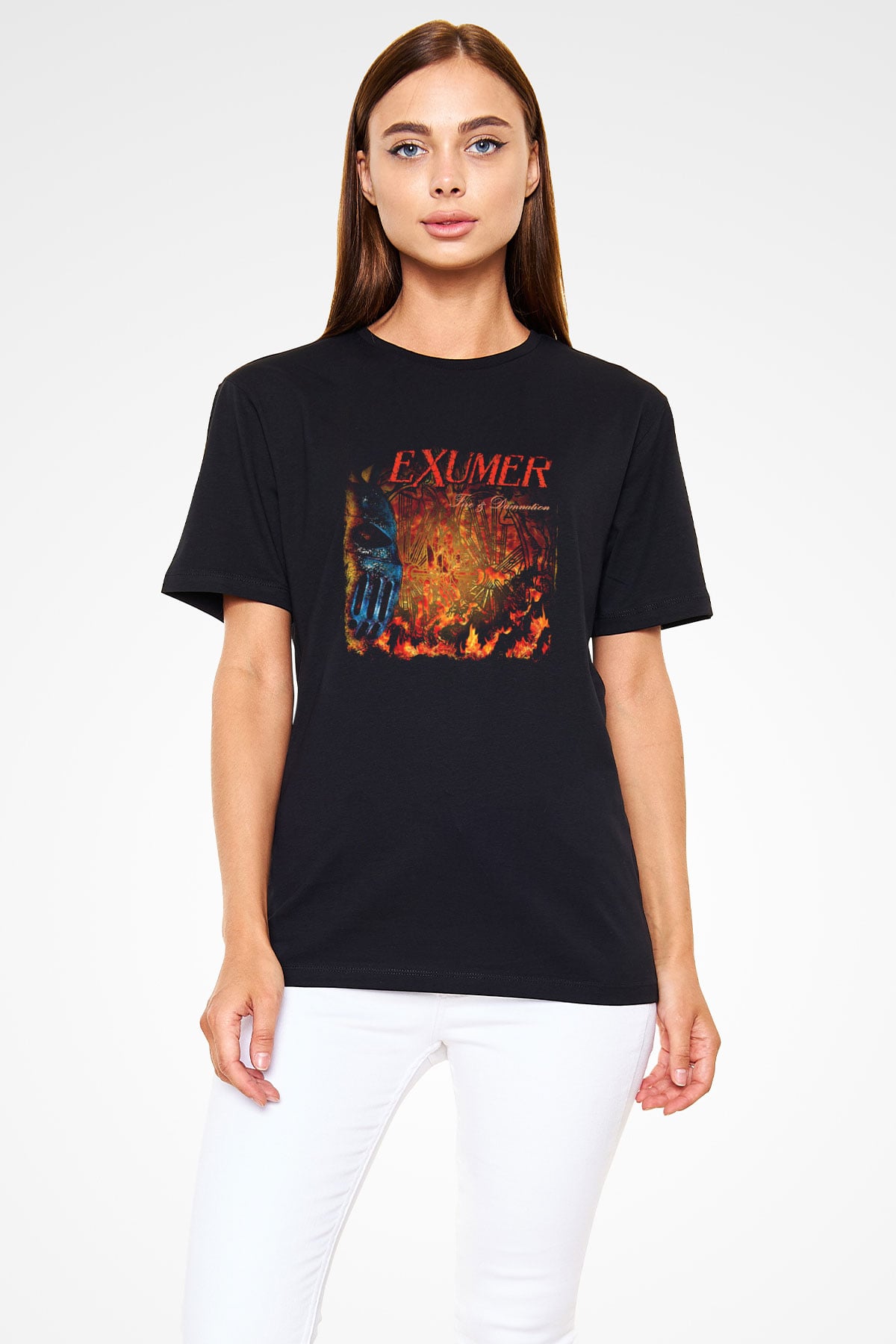 Exumer Baskılı Unisex Siyah Tişört