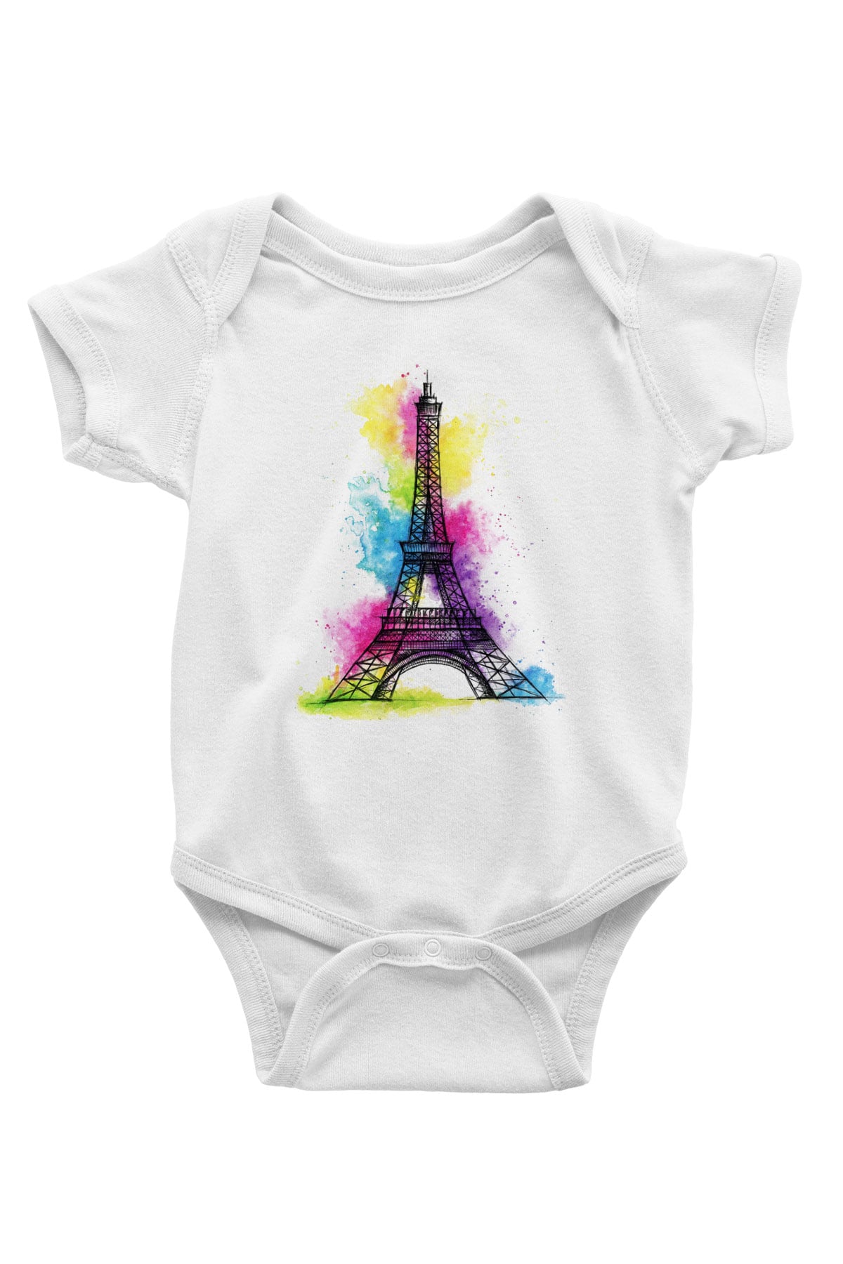 Eyfel Kulesi Baskılı Beyaz Unisex Bebek Body - Zıbın