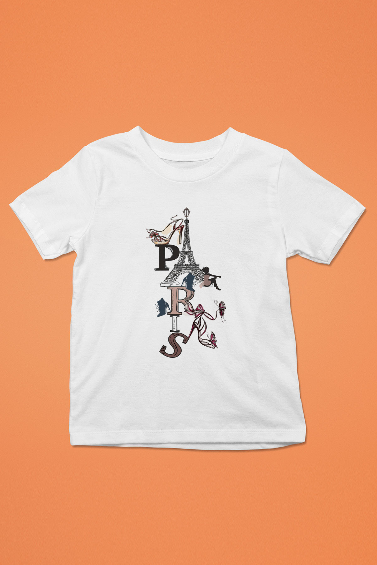 Eyfel Kulesi Baskılı Beyaz Unisex Çocuk Tişört