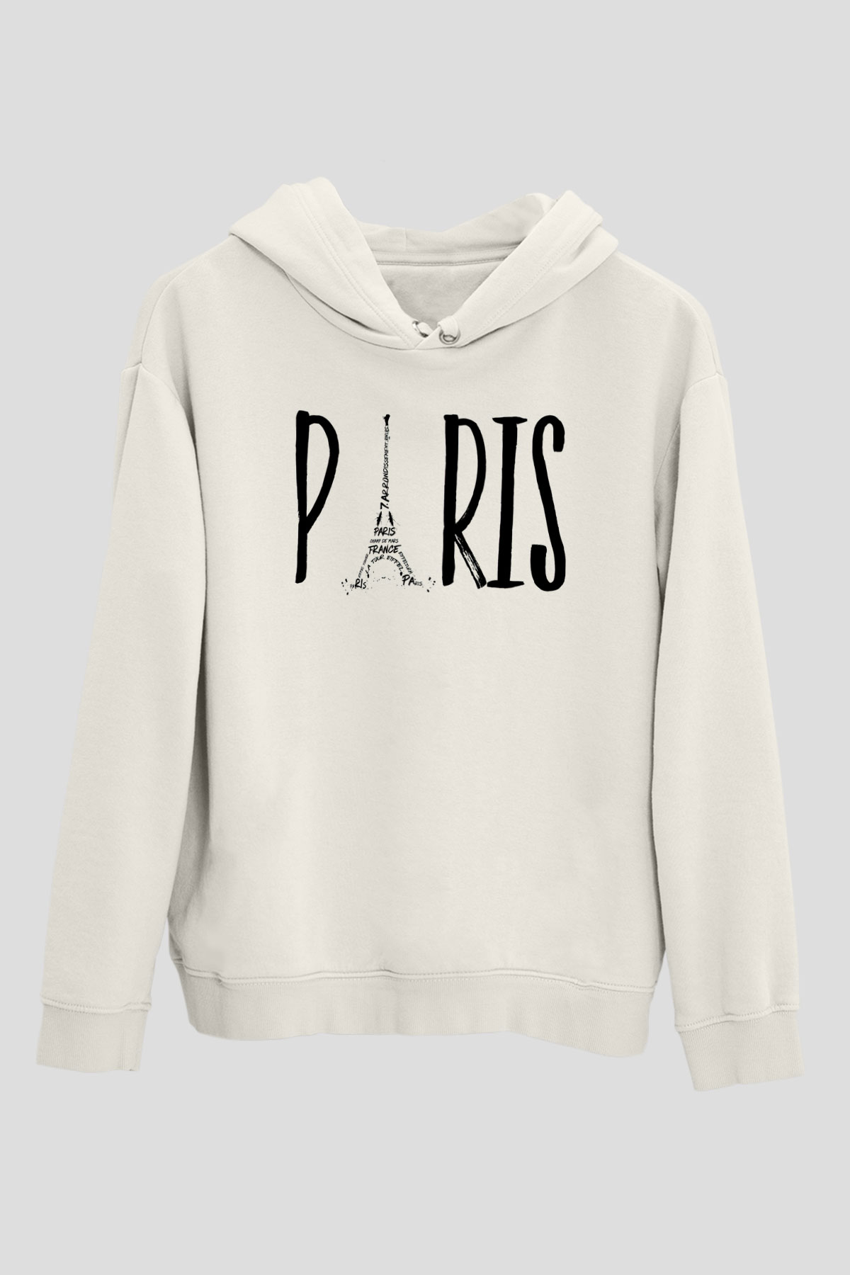 Eyfel Kulesi Beyaz Unisex Hoodie