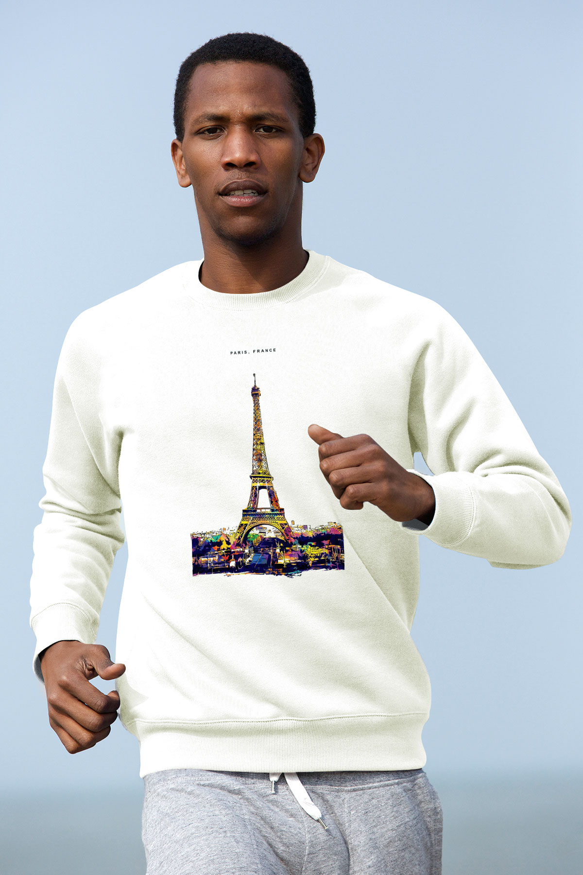 Eyfel Kulesi Beyaz Unisex Sweatshirt