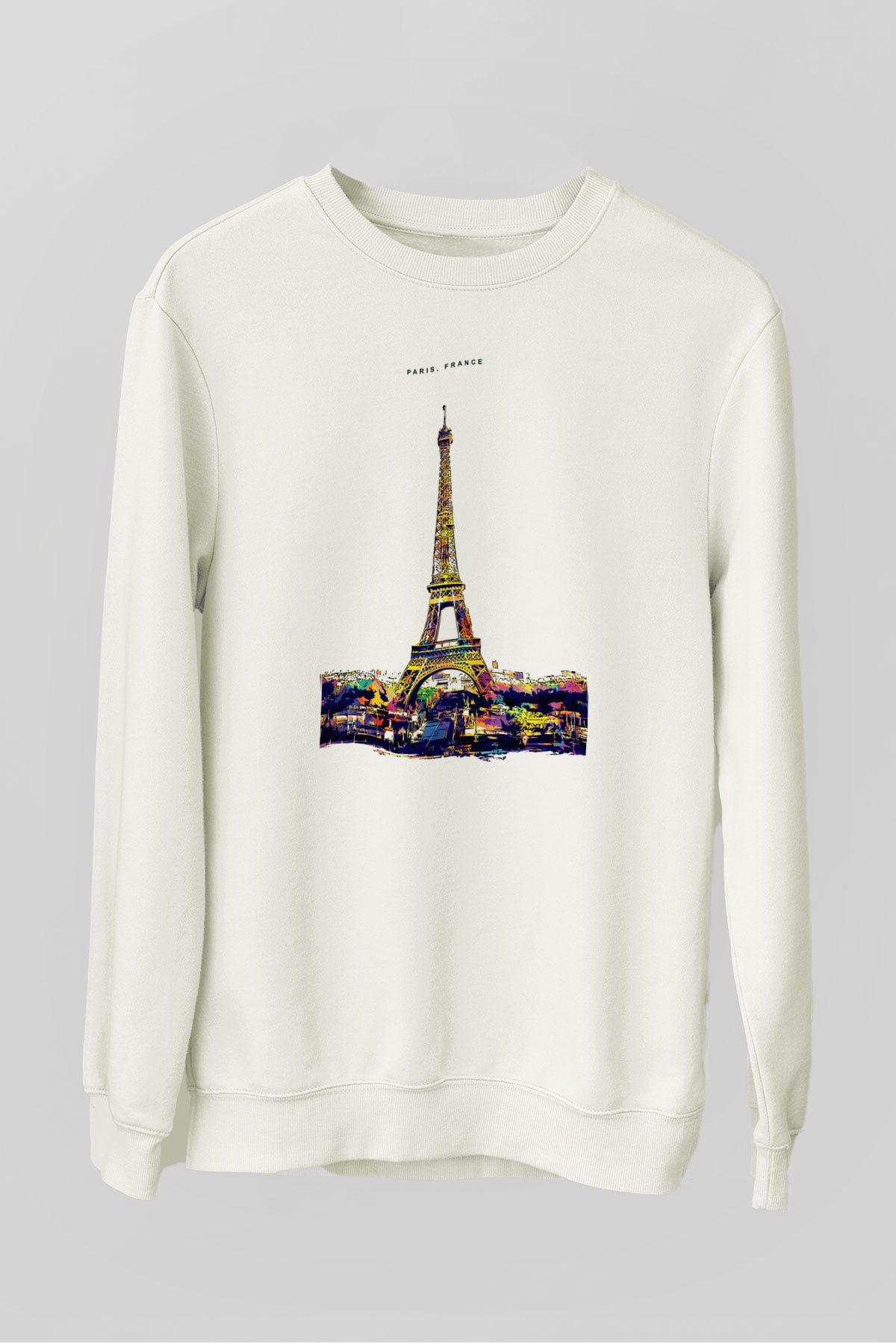 Eyfel Kulesi Beyaz Unisex Sweatshirt