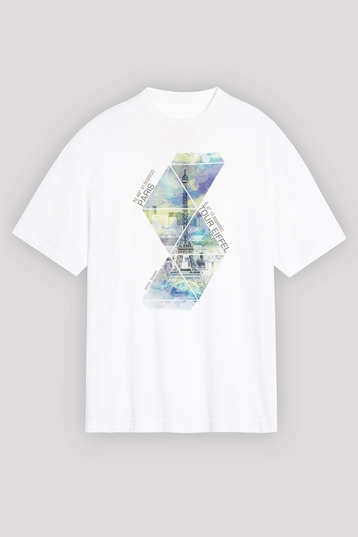 Eyfel Kulesi Beyaz Oversize Tişört Oversize T-shirt - TişörtFabrikası