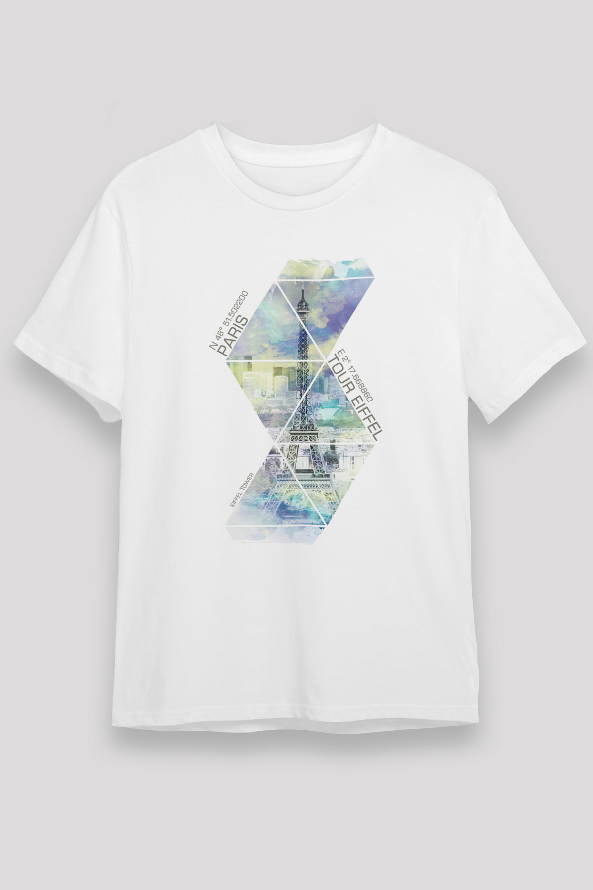 Eyfel Kulesi Beyaz Unisex Tişört T-Shirt - TişörtFabrikası