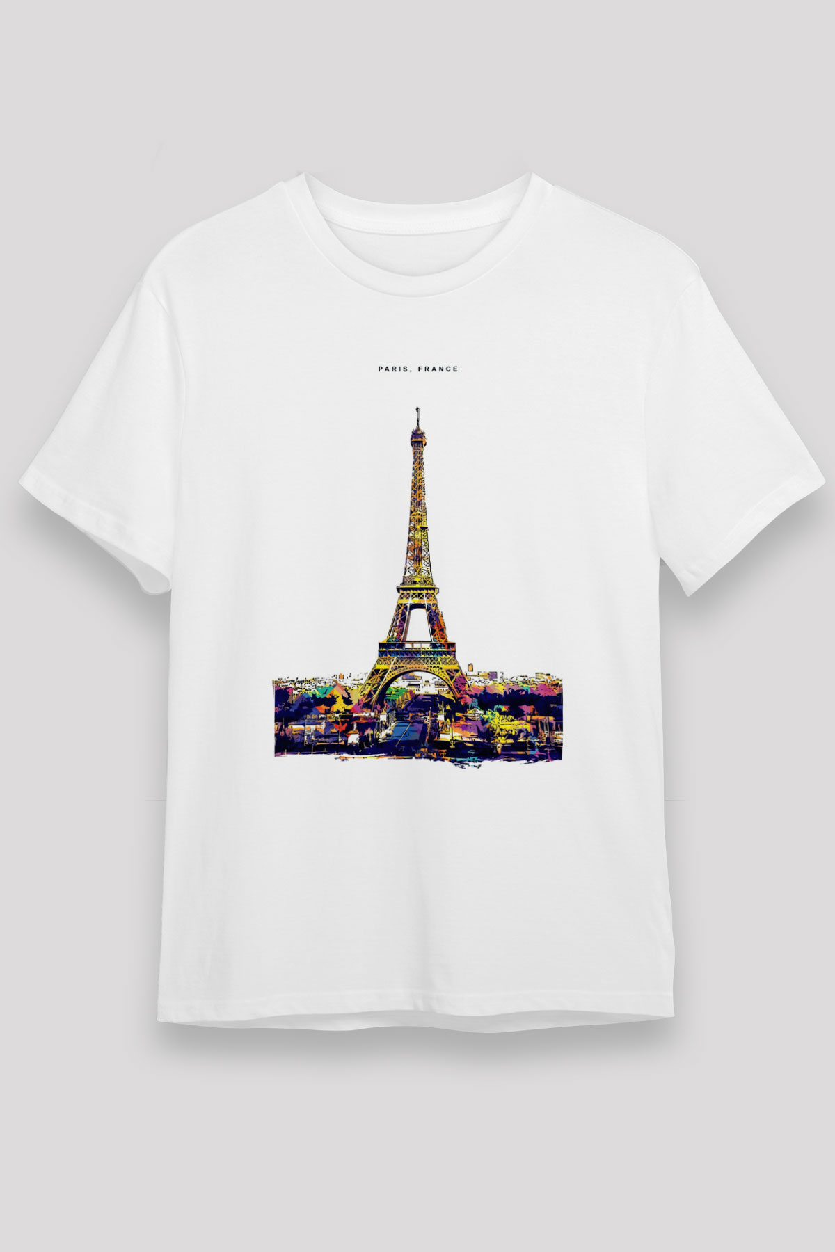 Eyfel Kulesi Beyaz Unisex Tişört T-Shirt - TişörtFabrikası