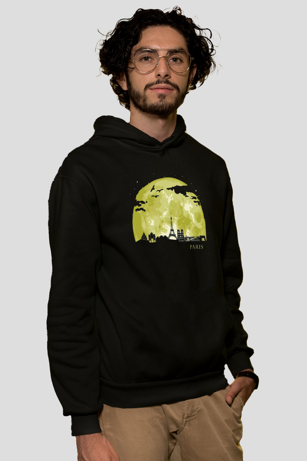 Eyfel Kulesi Siyah Unisex Hoodie