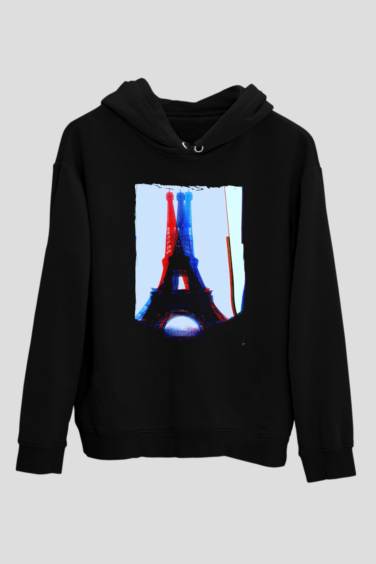 Eyfel Kulesi Siyah Unisex Hoodie