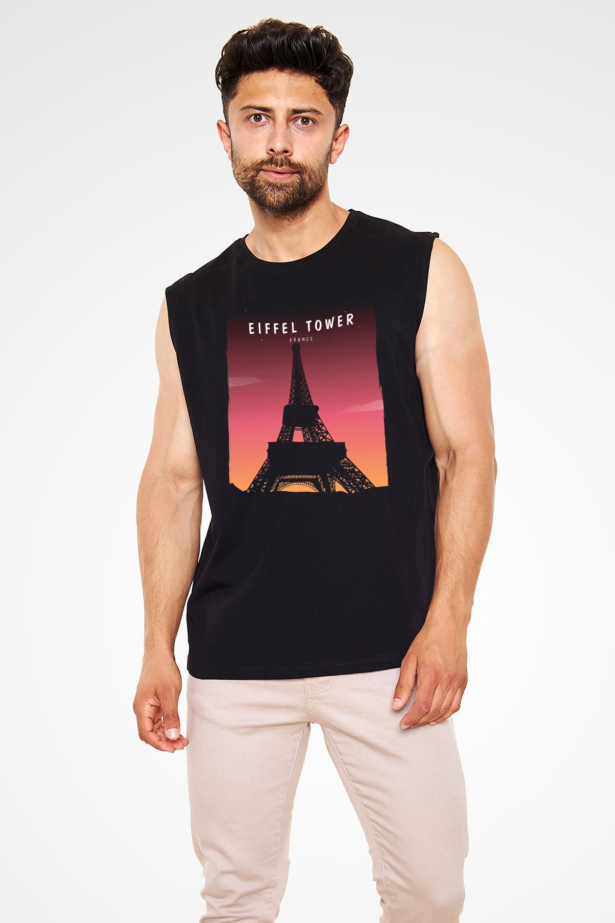 Eyfel Kulesi Siyah Unisex Kolsuz Tişört