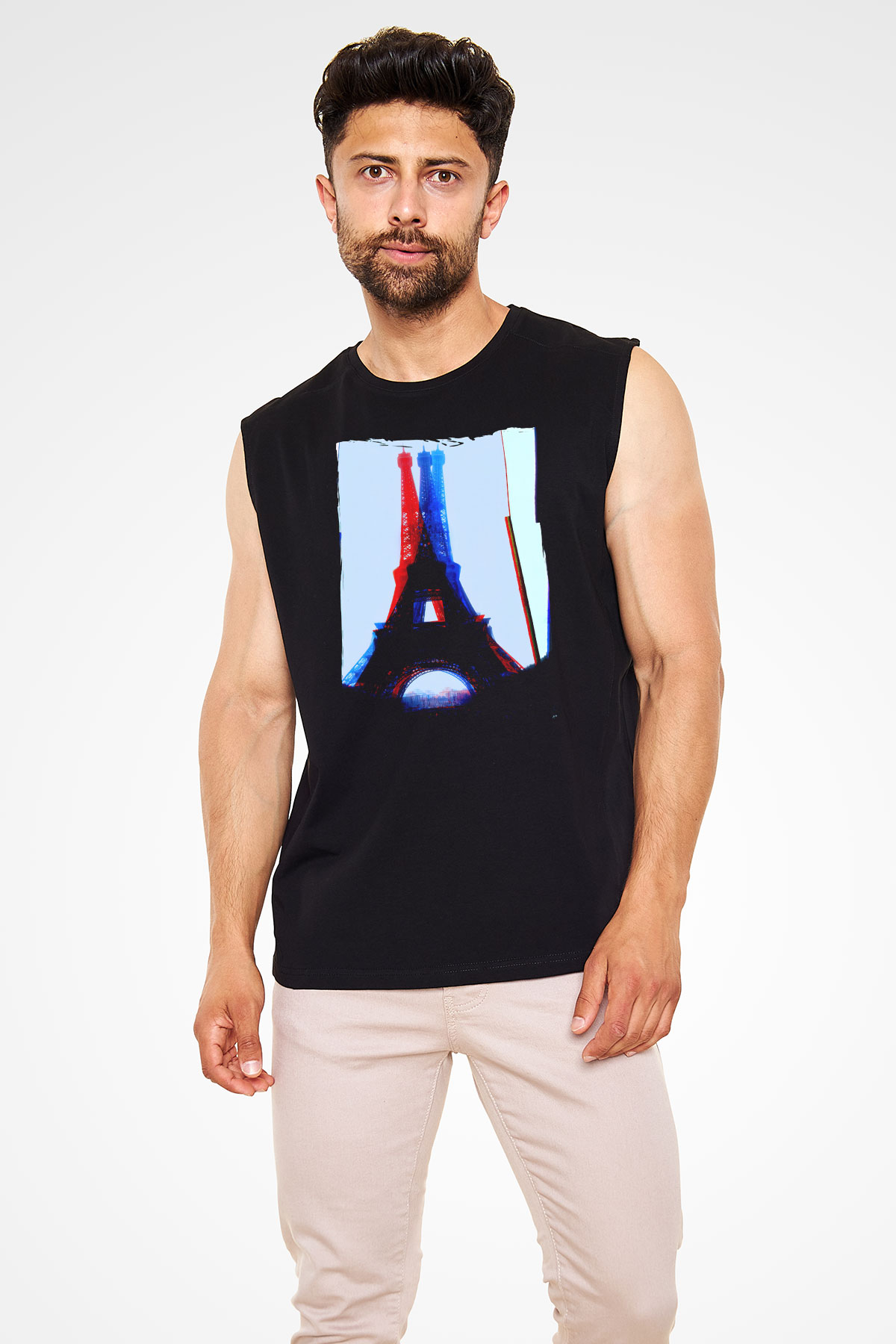 Eyfel Kulesi Siyah Unisex Kolsuz Tişört