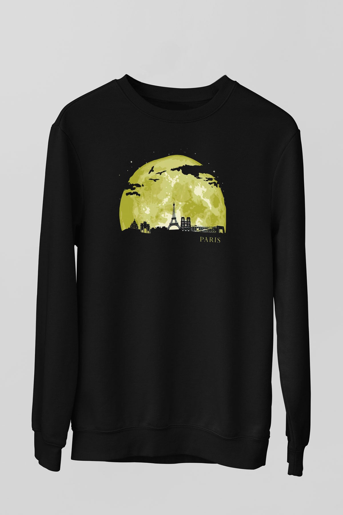Eyfel Kulesi Siyah Unisex Sweatshirt