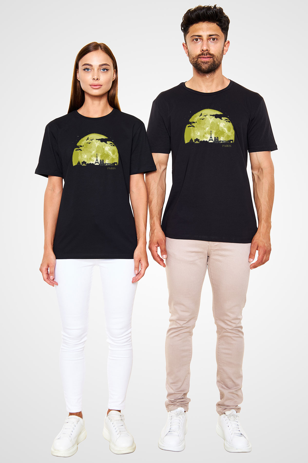 Eyfel Kulesi Siyah Unisex Tişört T-Shirt - TişörtFabrikası