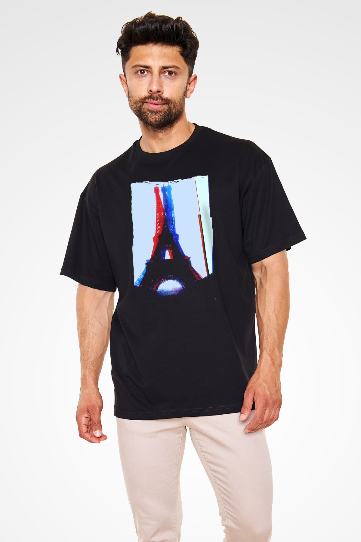 Eyfel Kulesi Siyah Oversize Tişört Oversize T-shirt - TişörtFabrikası