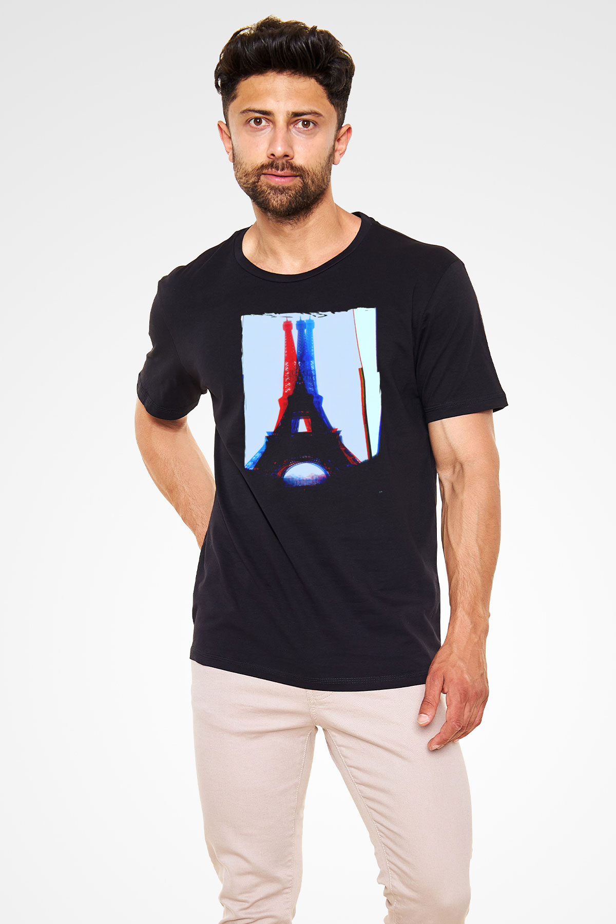 Eyfel Kulesi Siyah Unisex Tişört T-Shirt - TişörtFabrikası