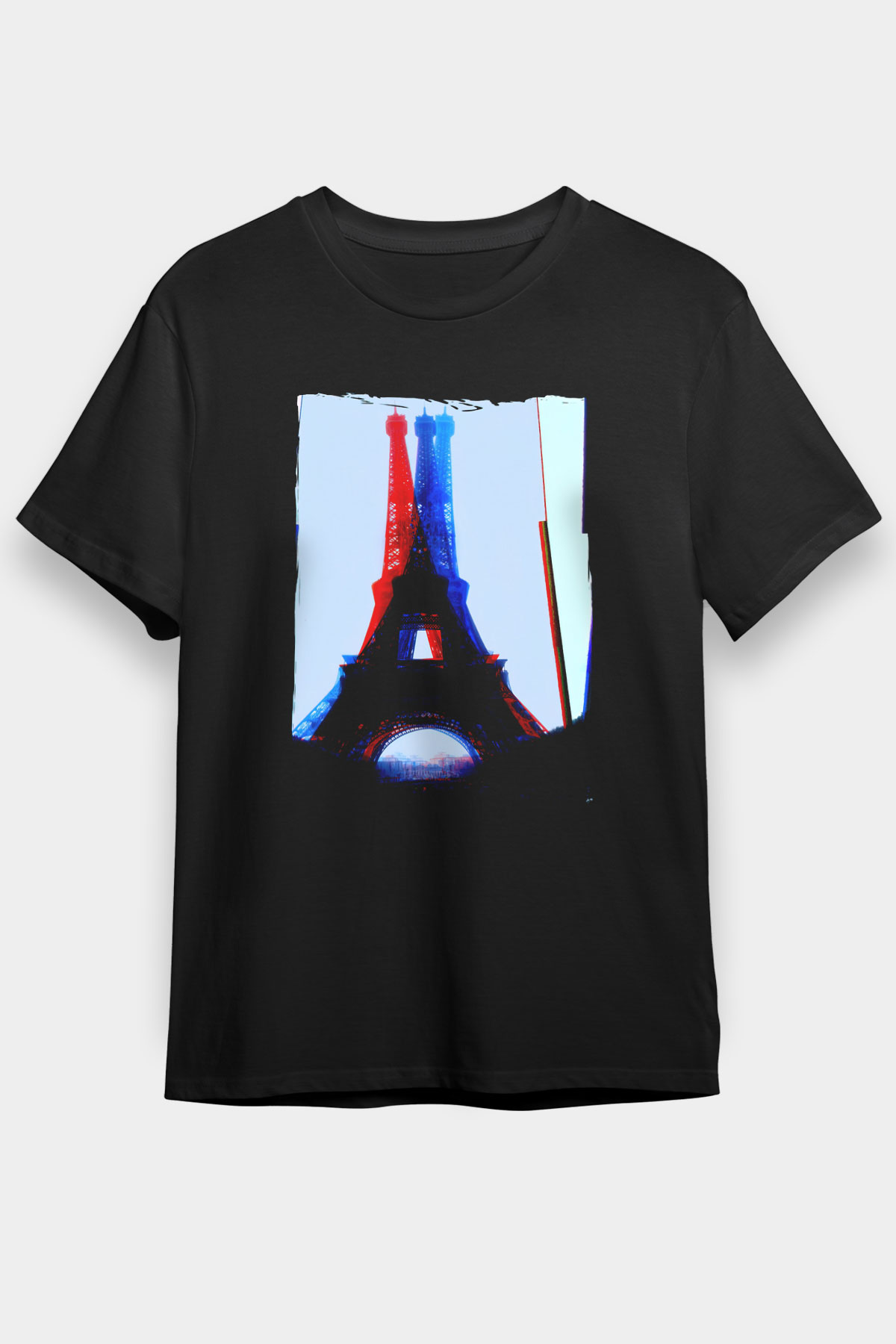 Eyfel Kulesi Siyah Unisex Tişört T-Shirt - TişörtFabrikası