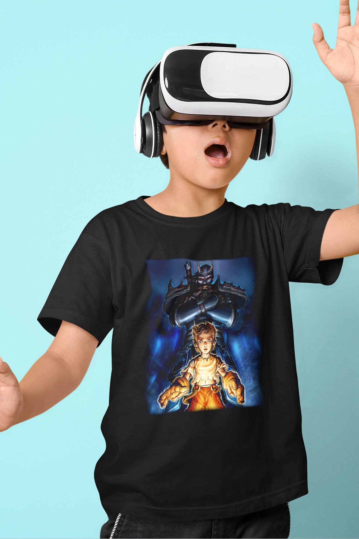 Fable Baskılı Siyah Unisex Çocuk Tişört