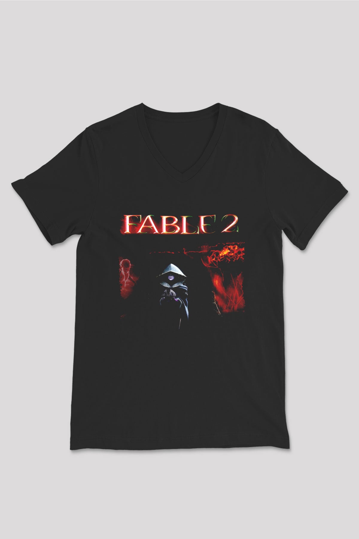 Fable Siyah Unisex V Yaka Tişört