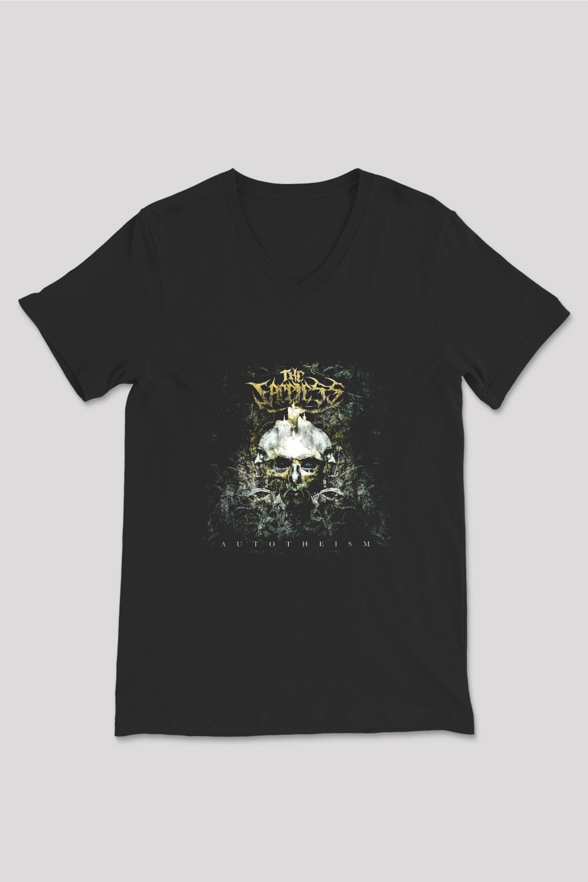 Faceless (The) Baskılı Unisex Siyah V Yaka Tişört