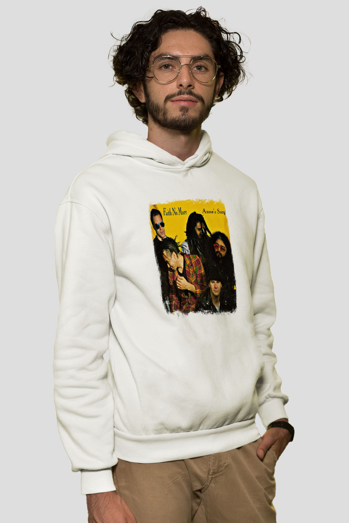 Faith No More Baskılı Unisex Beyaz Hoodie