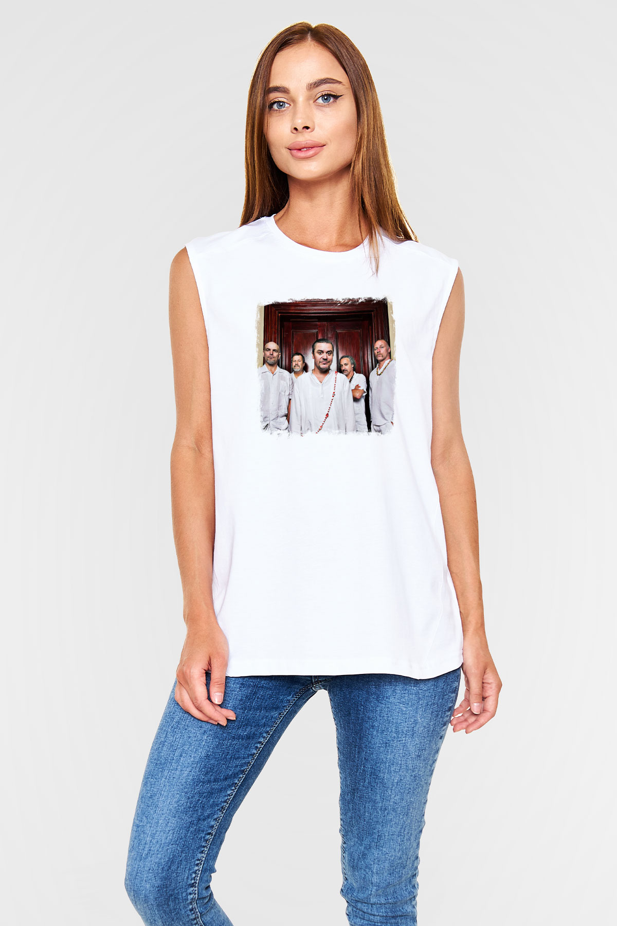 Faith No More Baskılı Unisex Beyaz Kolsuz Tişört
