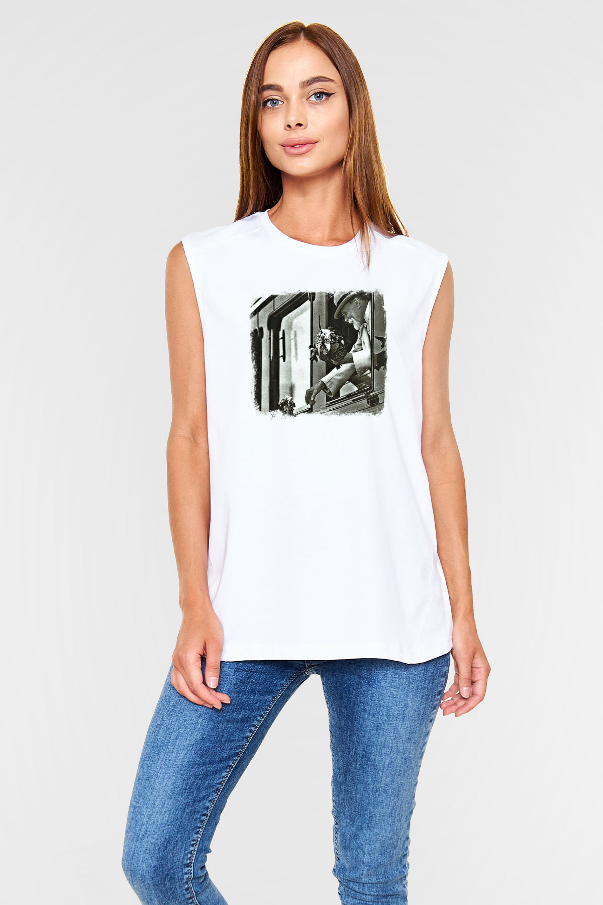 Faith No More Baskılı Unisex Beyaz Kolsuz Tişört