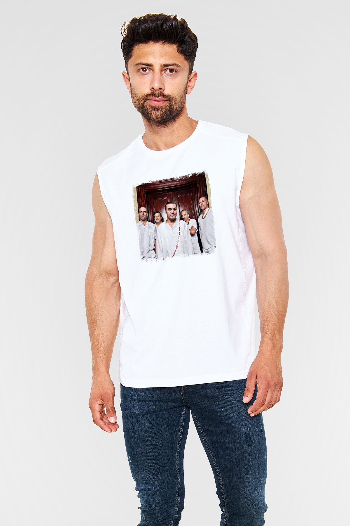 Faith No More Baskılı Unisex Beyaz Kolsuz Tişört