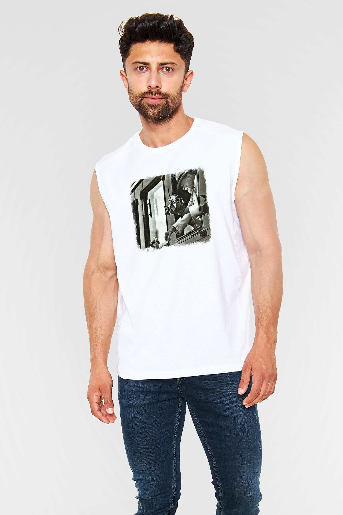 Faith No More Baskılı Unisex Beyaz Kolsuz Tişört