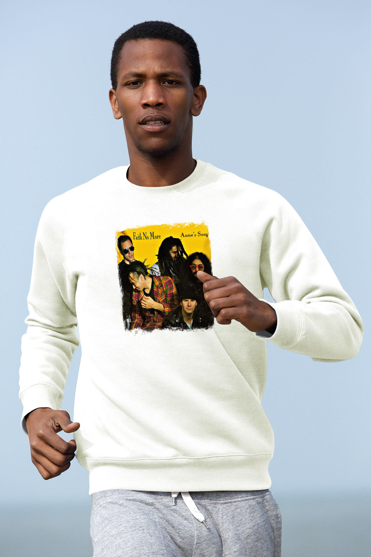 Faith No More Baskılı Unisex Beyaz Sweatshirt
