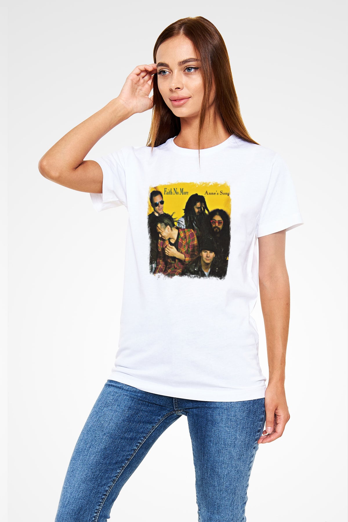Faith No More Baskılı Unisex Beyaz Tişört