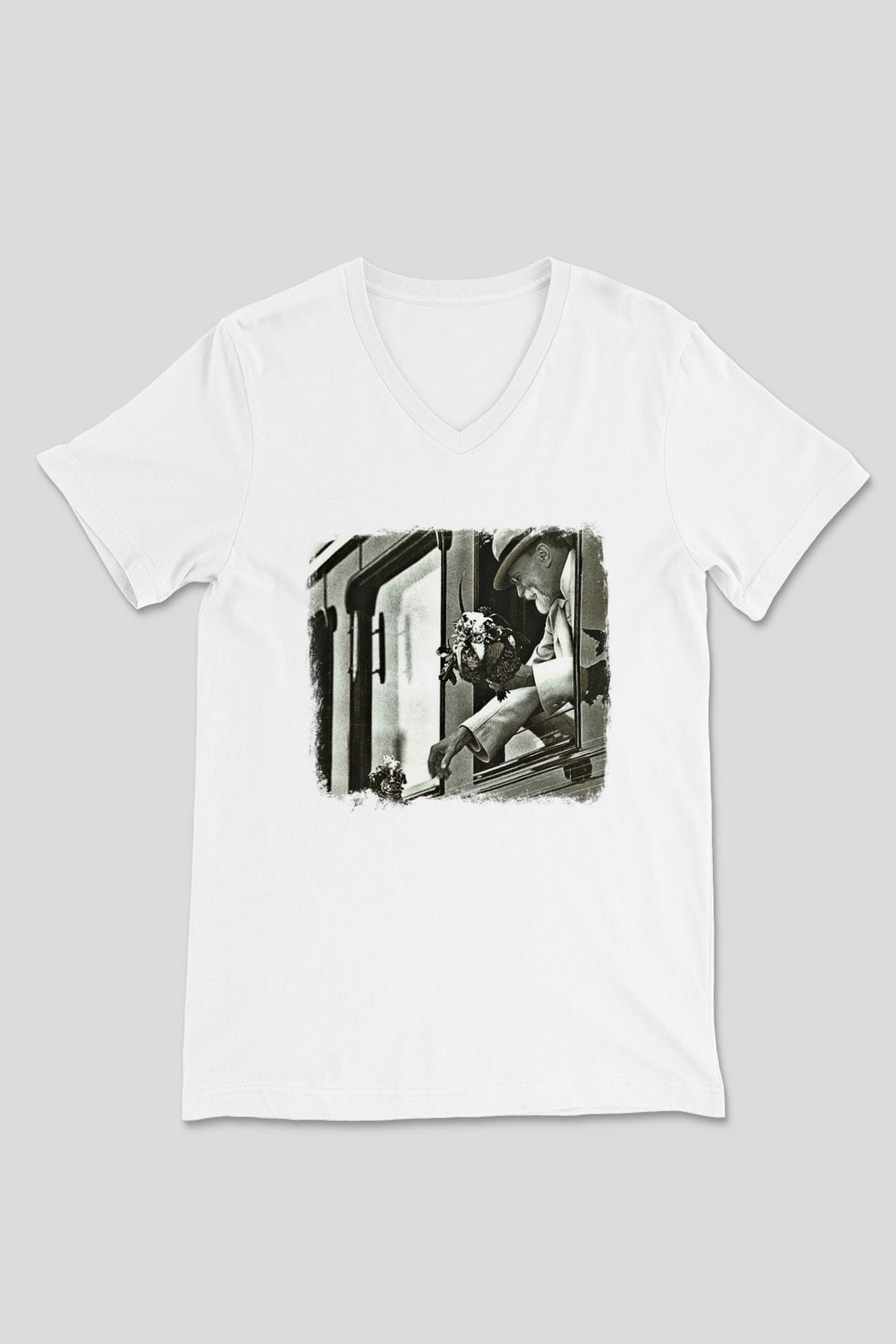 Faith No More Baskılı Unisex Beyaz V Yaka Tişört