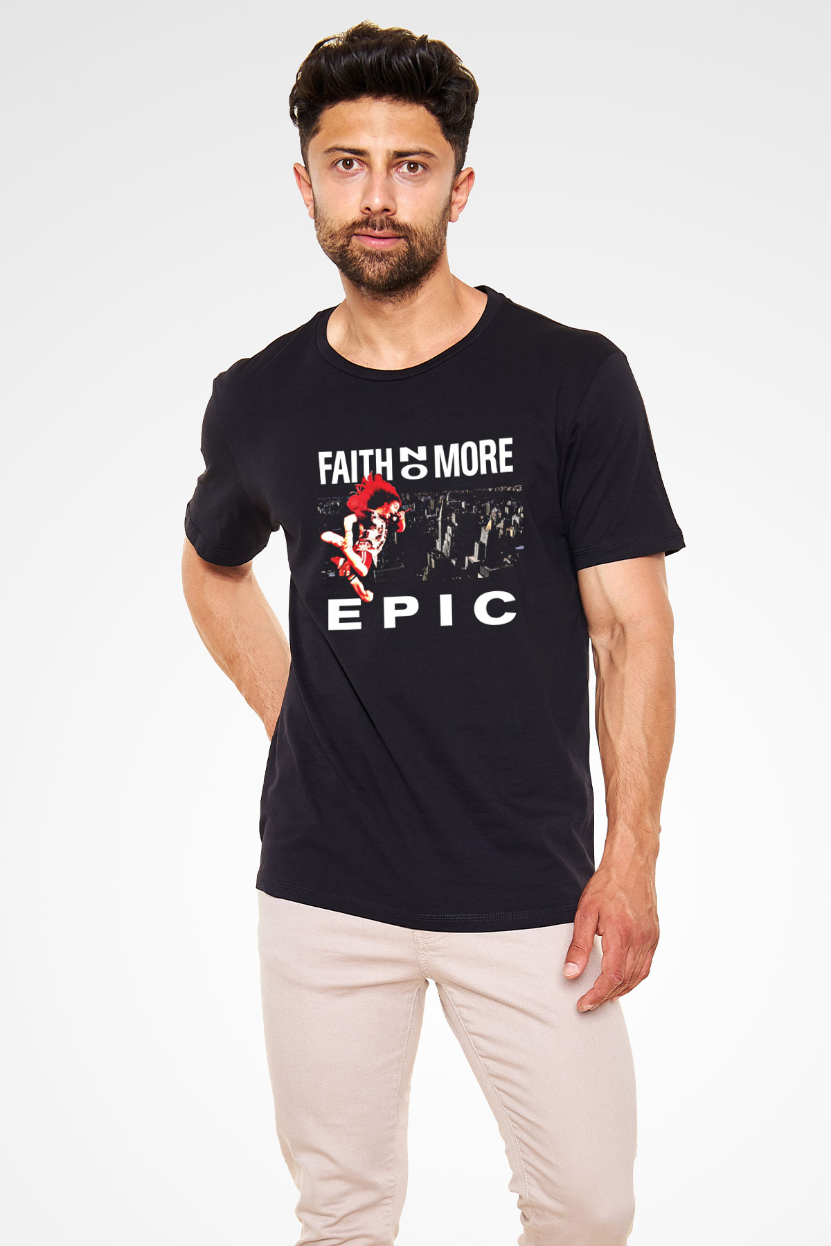 Faith No More Baskılı Unisex Siyah Tişört