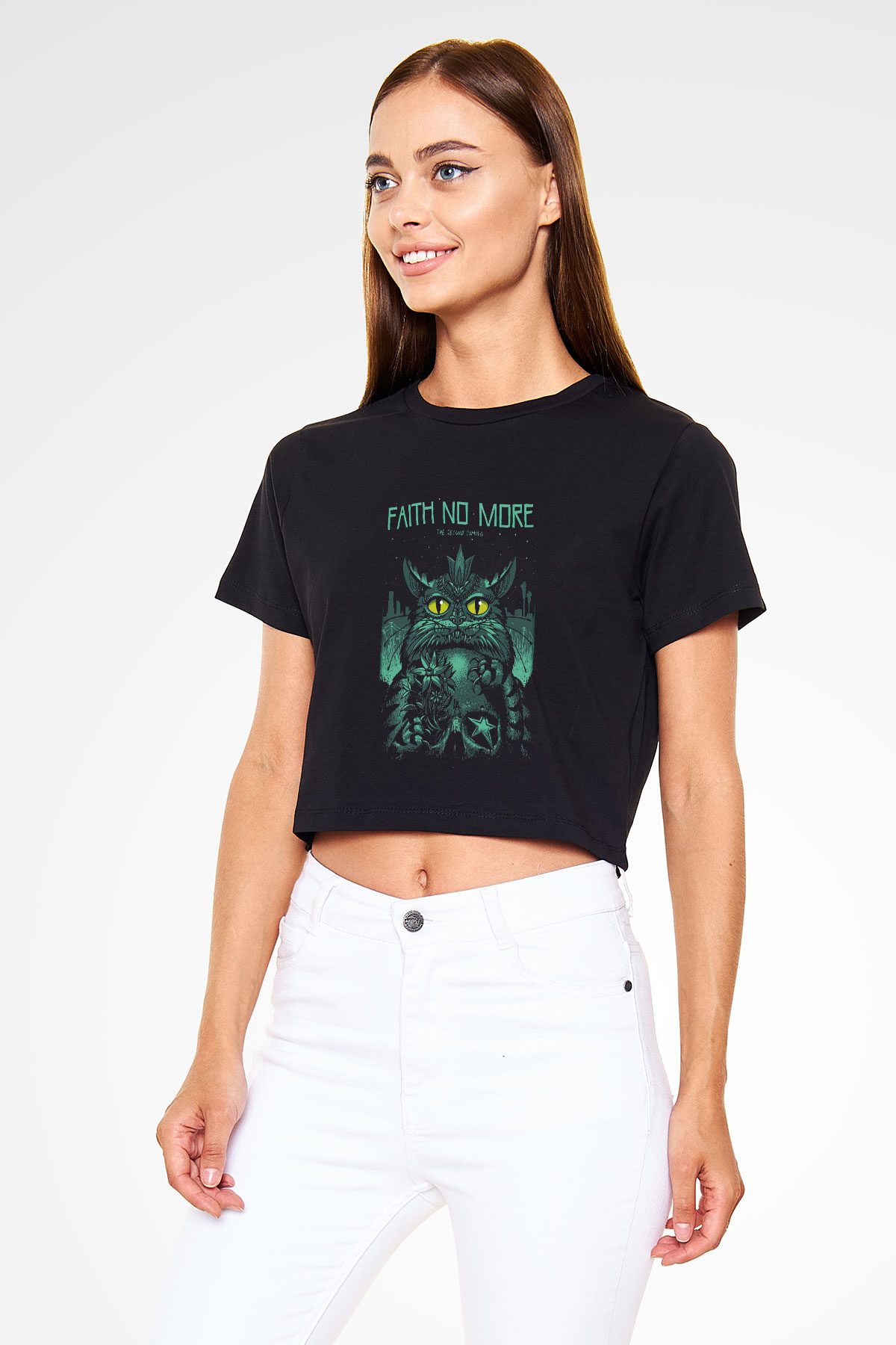 Faith No More Siyah Crop Top Tişört