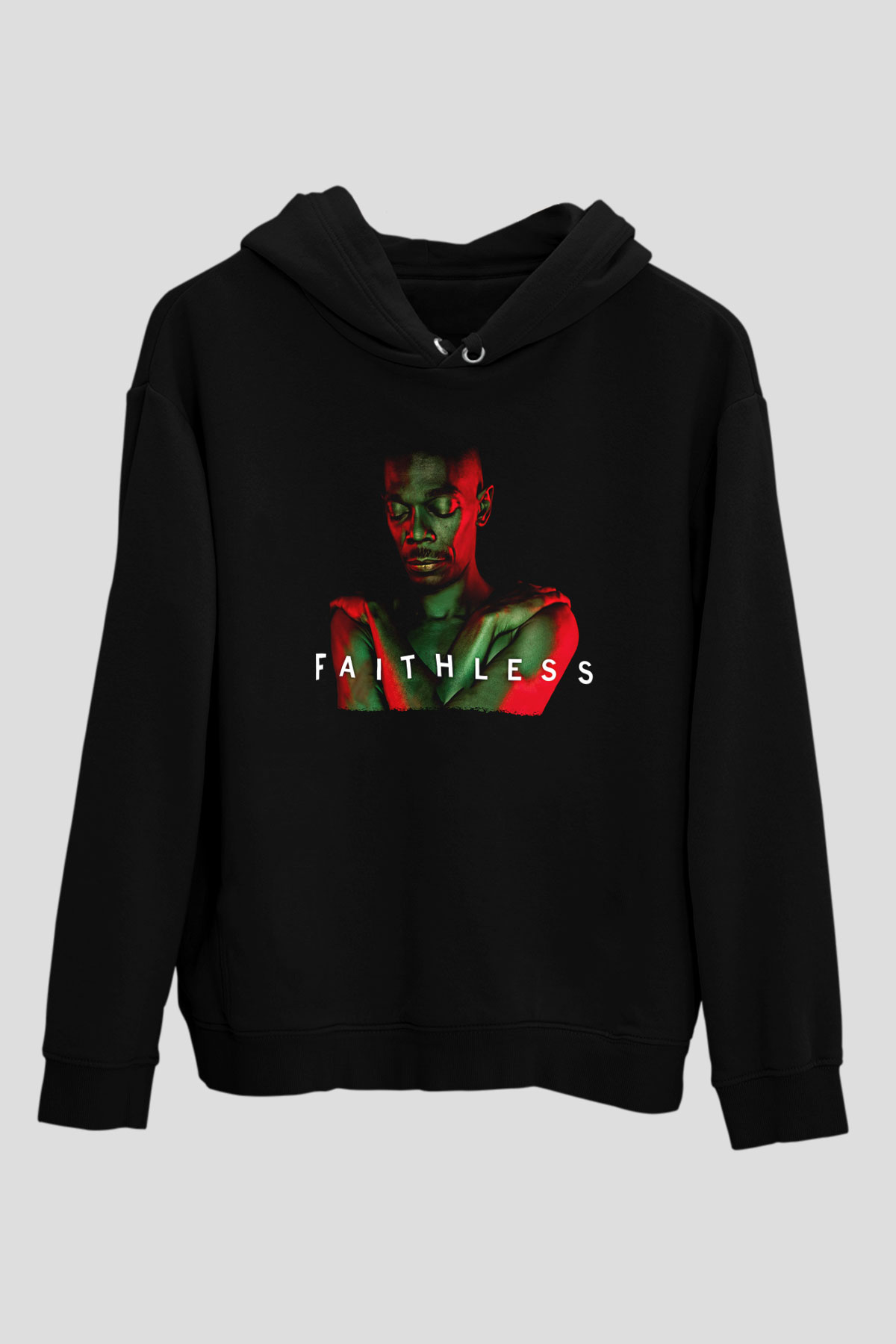 Faithless Baskılı Unisex Siyah Hoodie