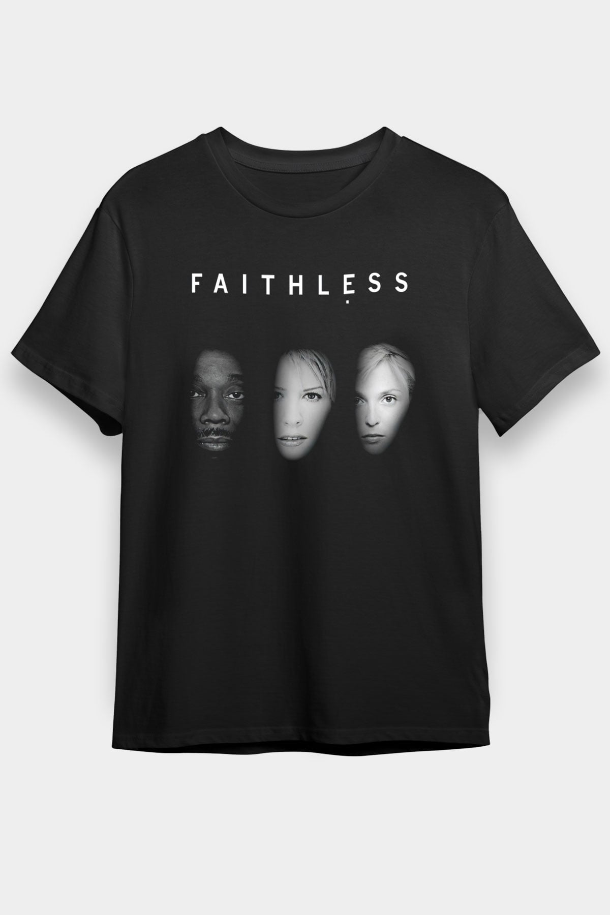 Faithless Baskılı Unisex Siyah Tişört - Tshirt