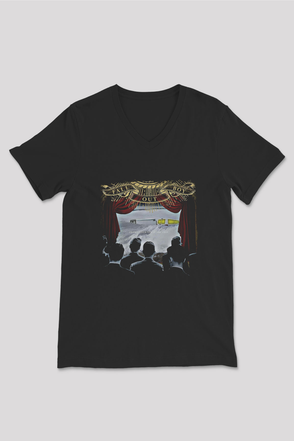 Fall Out Boy Baskılı Unisex Siyah V Yaka Tişört