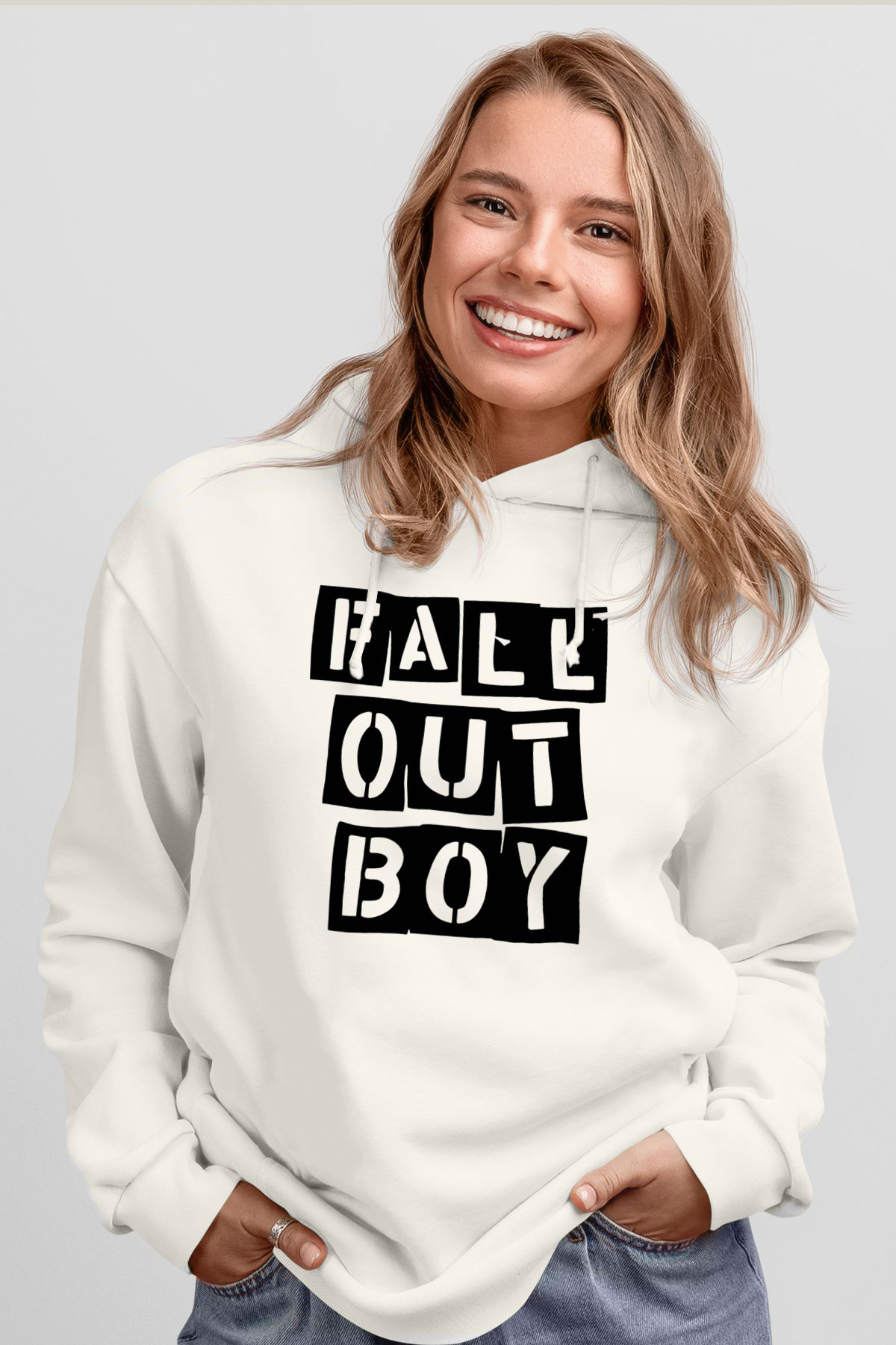 Fall Out Boy Beyaz Unisex Kapşonlu Sweatshirt